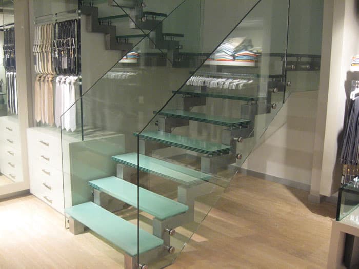 Modern glass staircase railing